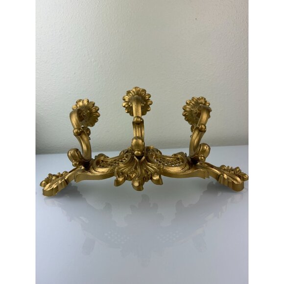 Triple Plastic Gold Candle Curved Wall Sconce MCM Homco USA Hollywood Regency - Picture 3 of 16
